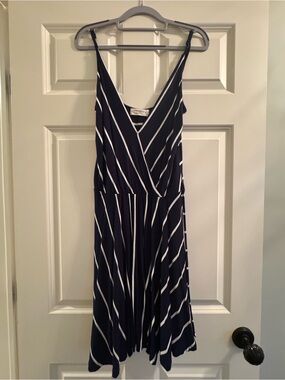 Ocean Drive Navy and White Striped Wrap-Style Mini Dress from Cattivo Nantucket